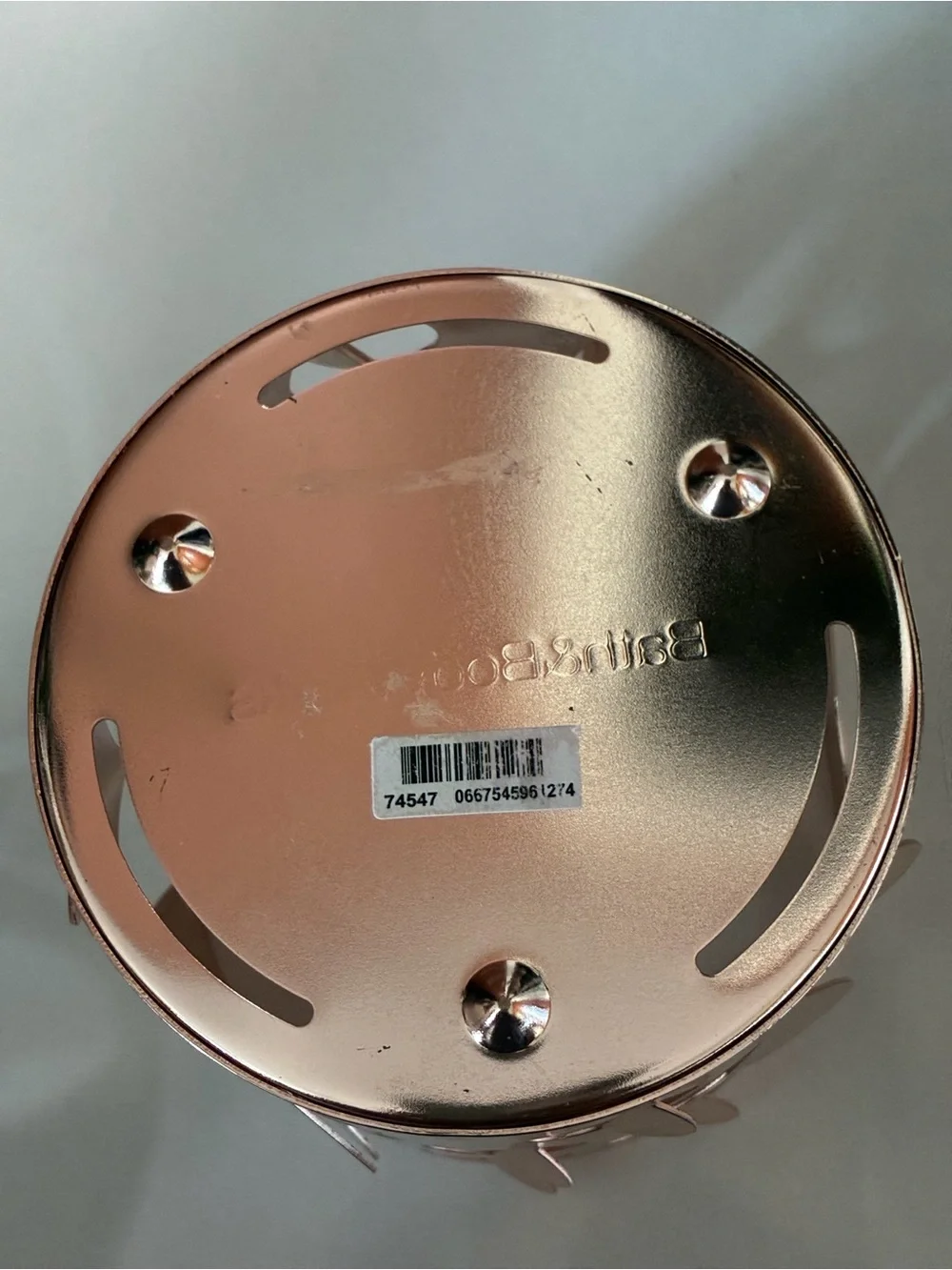 Bath & Body Works Rose Gold 3D Cutout Heart Design Metal 3- Wick Candle Sleeve